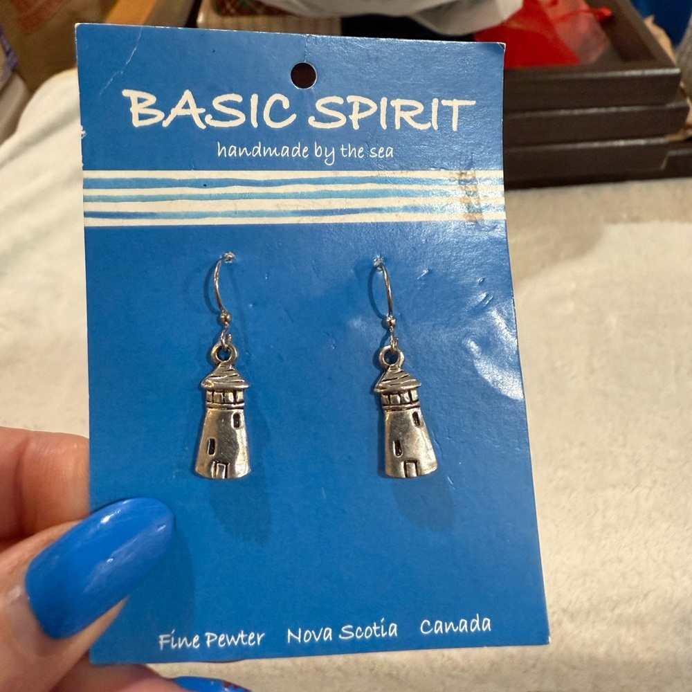 Stanley Silver Lighthouse Earrings,  pewter